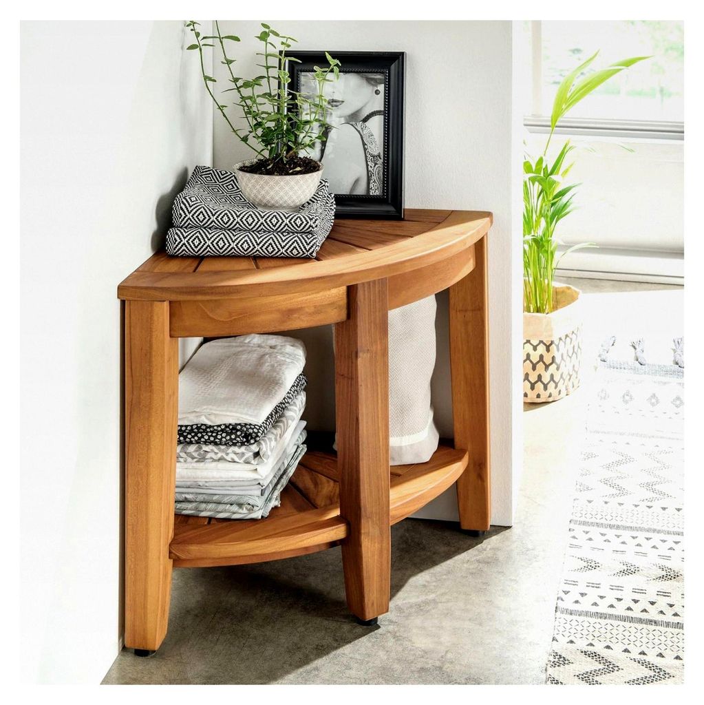 Badregal SPA & Living Eckregal halbrund 40x40x44 cm Teak