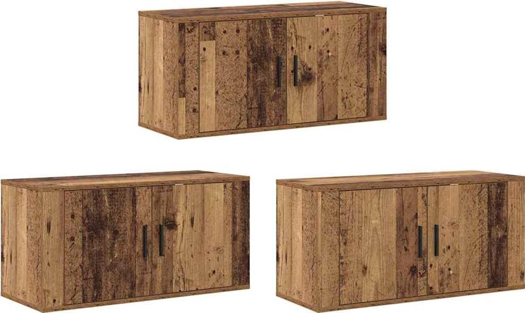 Wand-TV-Schrank Set 3 pcs Altholz 80 x 34,5 x 40 cm