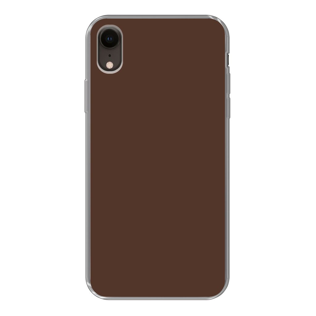 MuchoWow Handyhülle Schutzhülle Hülle für iPhone XR Braun - Dunkel - Farben Silikon Softcase Handy Hülle - Schutzdeckel