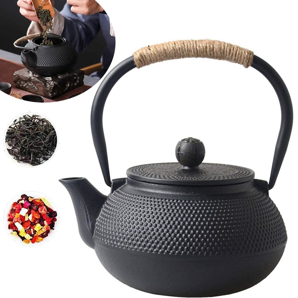 Japanische Teekanne Gusseisen mit Edelstahl Teesieb Produktbild 