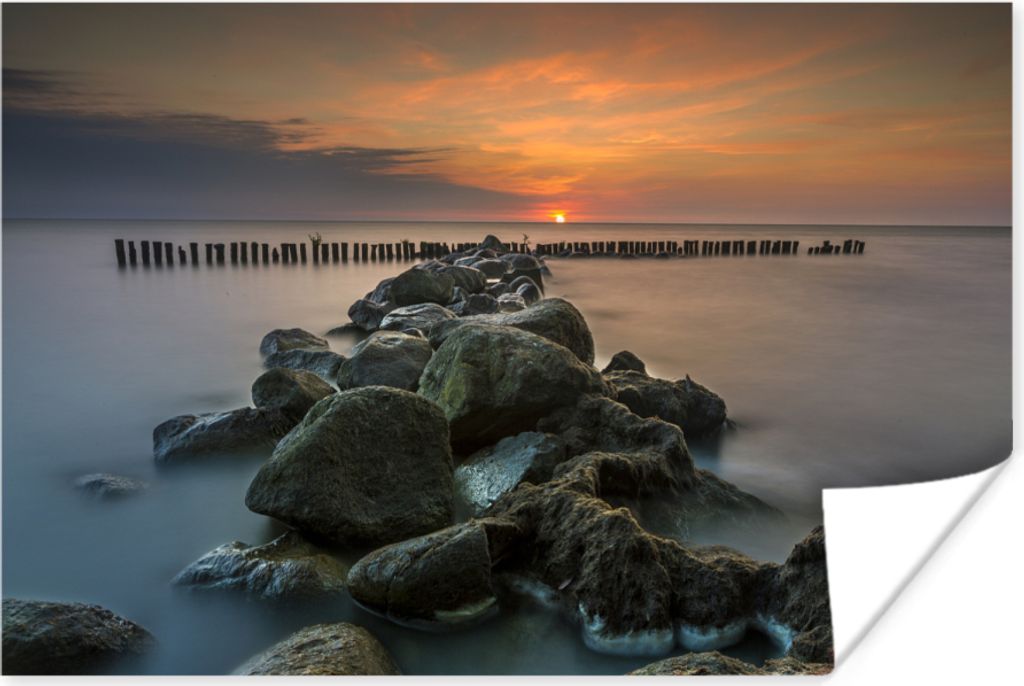 MuchoWow Poster Meer - Sonne - Steine 180x120 cm - Fotoplakat