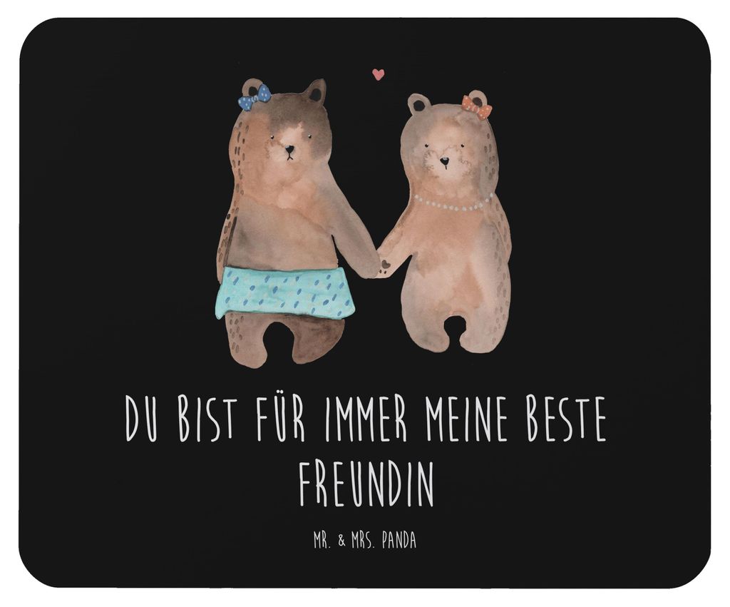 Mr. & Mrs. Panda Mouse Pad Bär Freundin - Schwarz - Geschenk, mousematte, laptop mousepad, pc mausunterlage, Beste Freund Liebe Liebesbeweis Verli...
