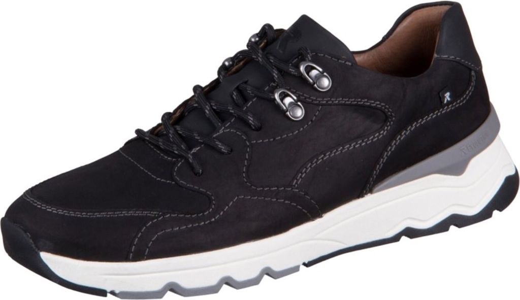 Rieker Herren Halbschuhe Schnürer U090200 Schwarz Naturleder Flacher Absatz