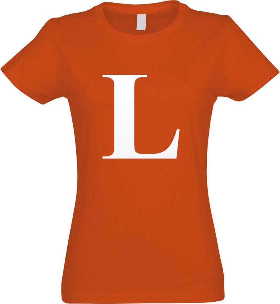 Kiwistar - T-Shirt tailliert - Damen - orange - Buchstabe L - Alphabet - mit Motiv Bedruckt - Funshirt Design - Sport - Freizeit - Damen - M