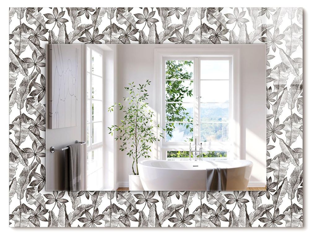 Blätter und Blumen – Rechteckiger Spiegel mit Druck 80x60 cm – Modern - Dekorativ für die Wand