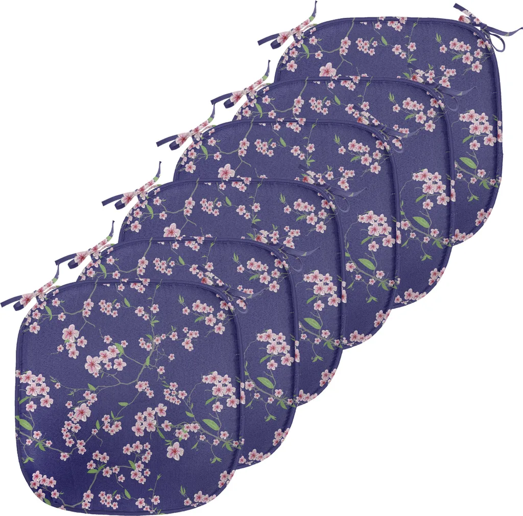 Lot de 6 coussins pour assise de cuisine, motif japonais zen 40x40cm