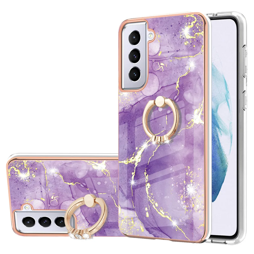 Custodia Samsung S21 Plus Marmo - Protezione Silicone Chic con Anello