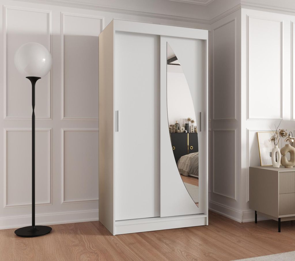 Kleiderschrank 100 cm SUDENA mit Schiebetüren - weiß