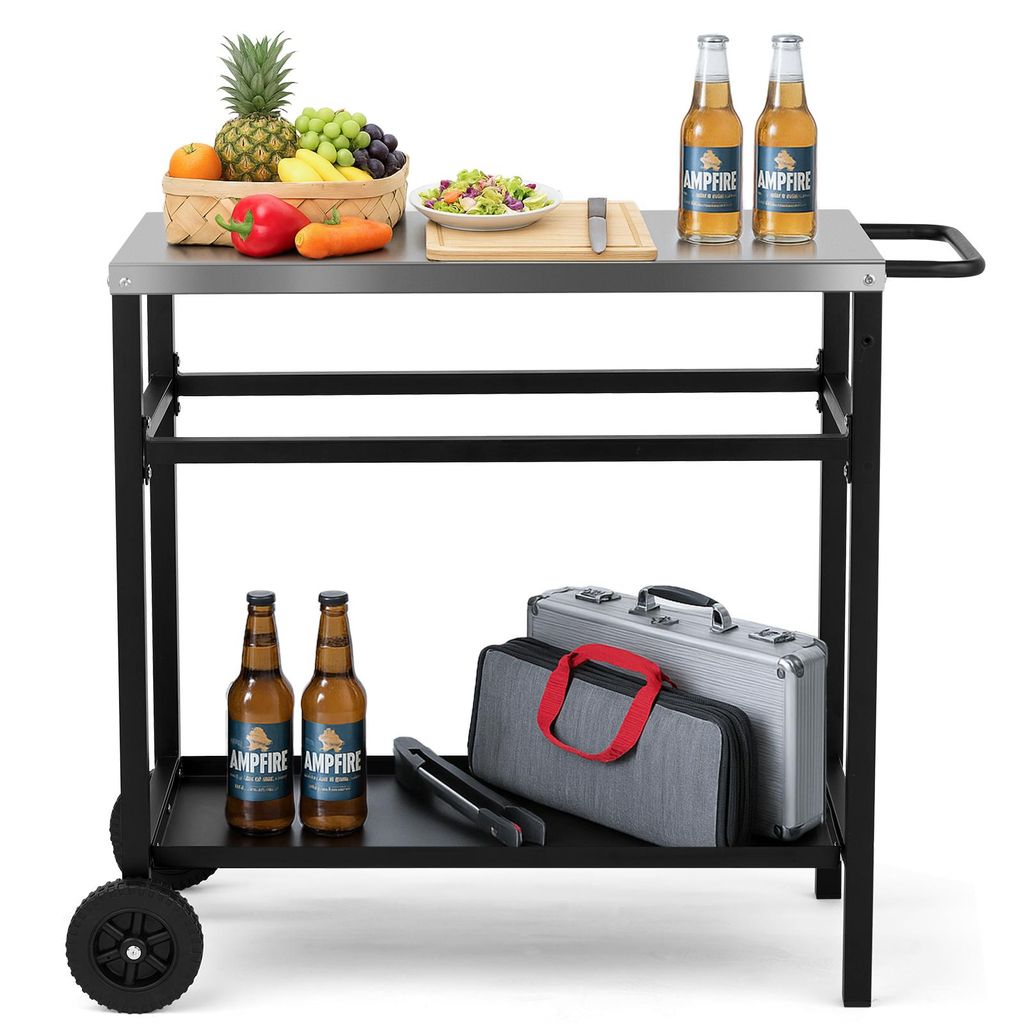FCH Grillwagen Grilltisch Outdoor Beistelltisch Garten Trolley Outdoorküche Servierwagen Multifunktioneller 83x45cm