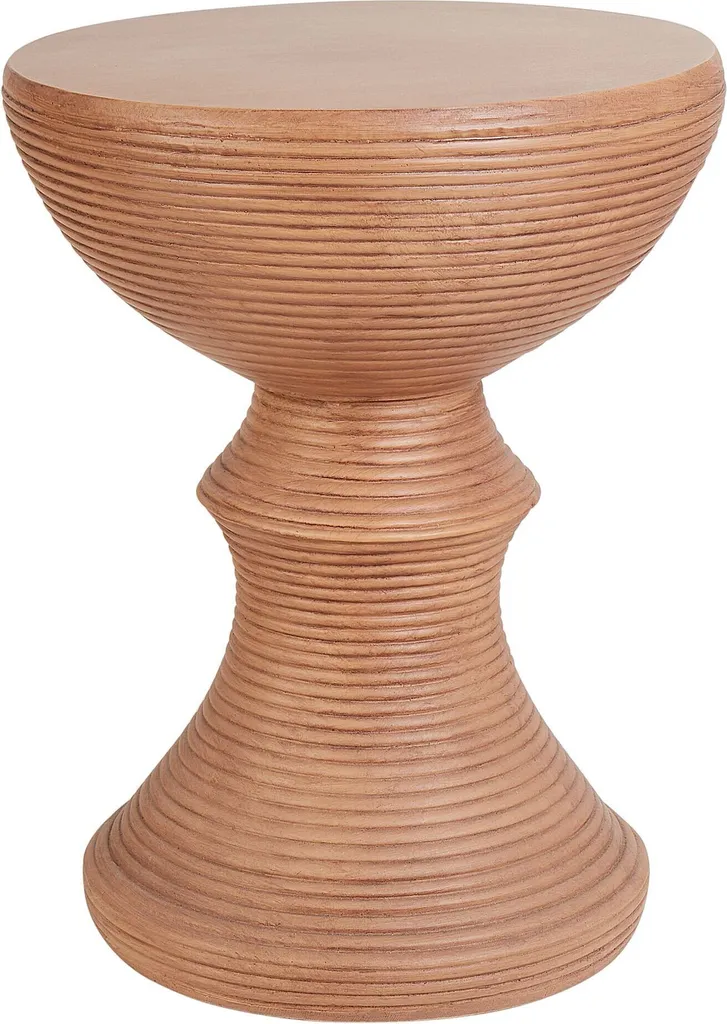 Beliani Table d'appoint ronde en bois clair MgO pour salon et terrasse
