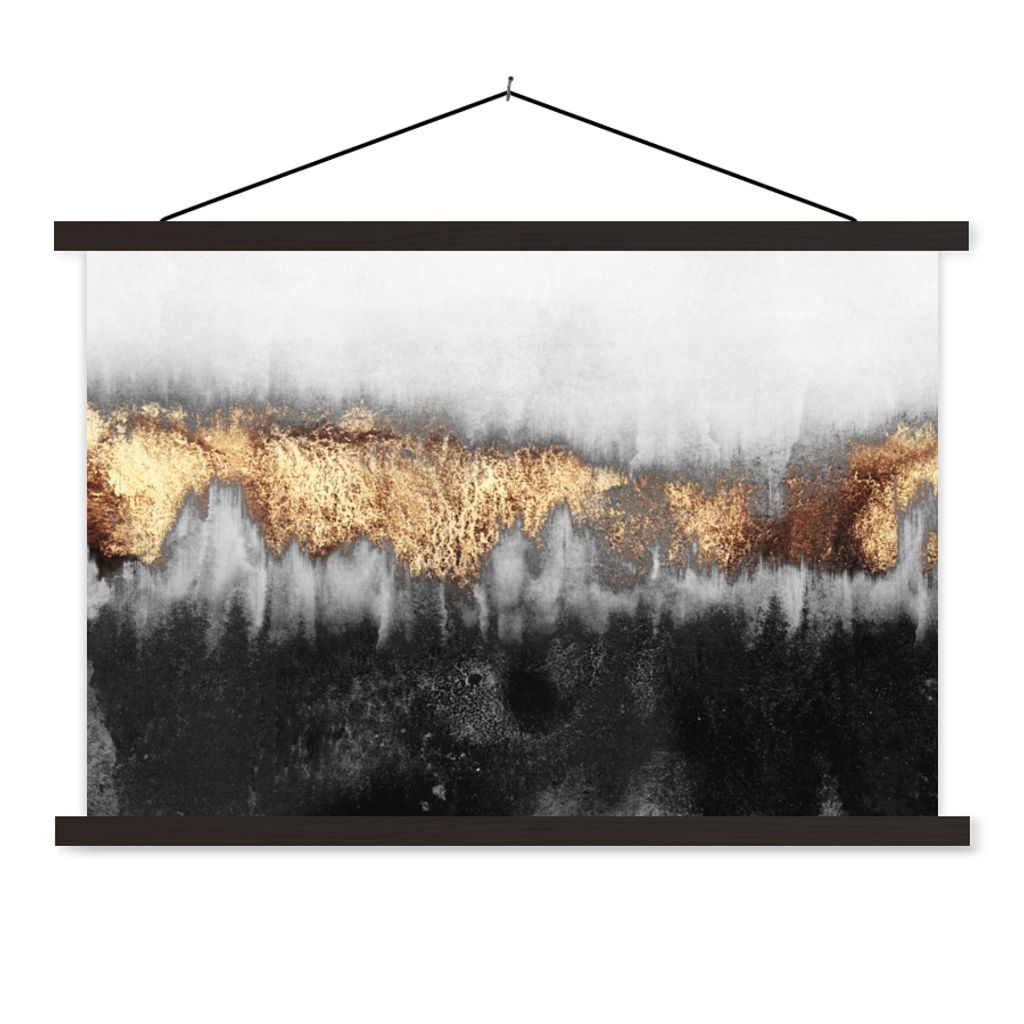 MuchoWow Textilposter Gold - Chic - Abstrakt 120x80 cm mit schwarzem Rahmen - Wanddeko
