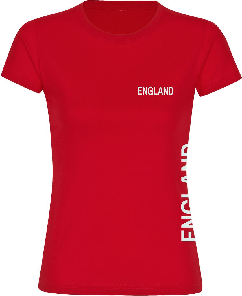 multifanshop Damen T-Shirt - England - Brust & Seite, rot, Größe XXL