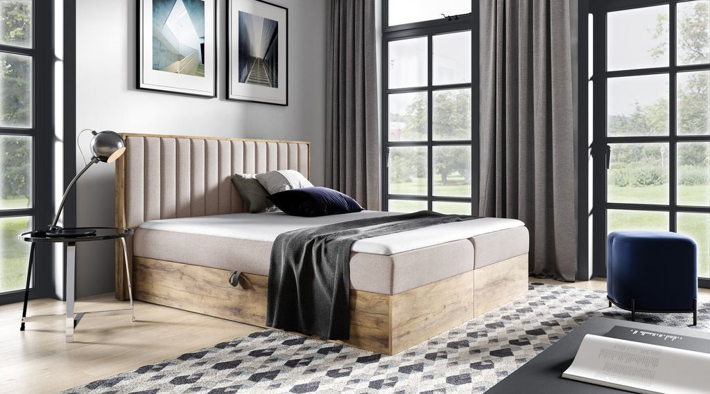 Boxspringbett CHANTELLE 4 – 120x200, Beige + GRATIS Topper