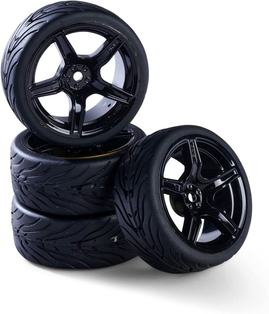 Carson 500900180 1:10 Räderset 5 Sp.-Design (4) schw. - Modellbauzubehör, Ersatzteil, Tuning, Reifen, Reifenset