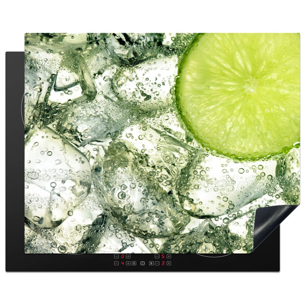 KitchenYeah Herdabdeckplatte Zitrone - Eiswürfel - Seifenblase , 65x52cm, Küche Deko, Glaskeramikkochfeld Herdabdeckung, Abdeckplatte fùr Koch...