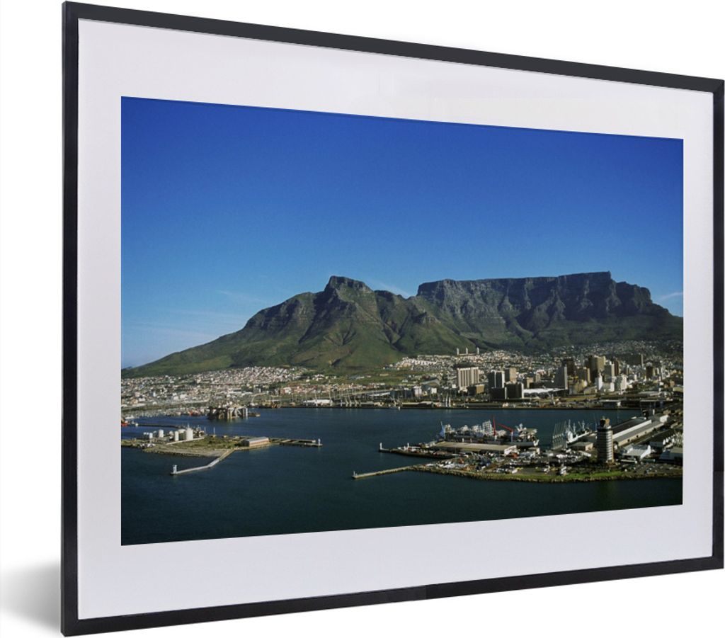 MuchoWow MuchoWow Gerahmtes Poster Kapstadt mit dem Tafelberg im Hintergrund 40x30 cm - Poster mit zchwarzem Bilderrahmen - Bilderrahmen - Post...