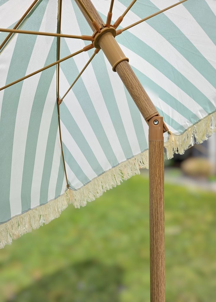 OPOLDBDMAC Boho Sonnenschirm Mit Fransen - 200cm Strandschirm Mit UV-Schutz (Weiß)