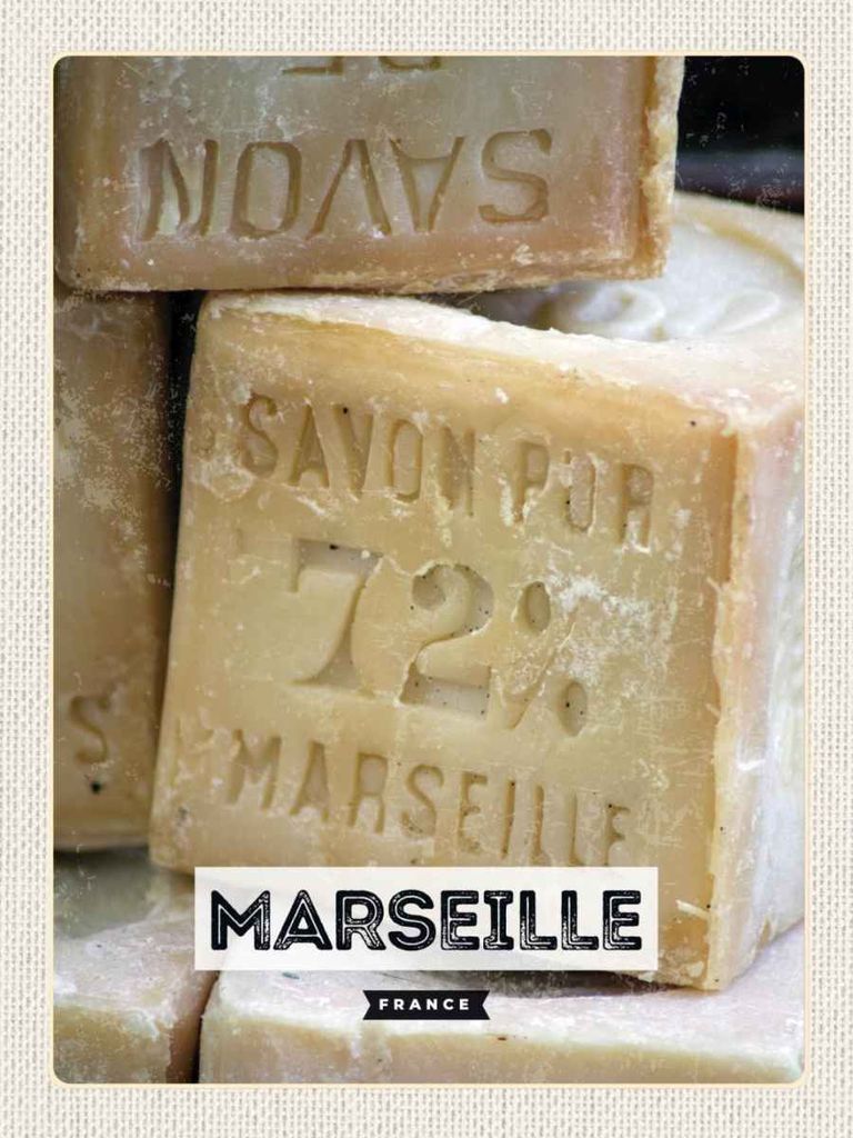 vianmo Holzschild 40x30 cm Marseille France Savon pur 72% Bildmotiv Reisemotiv Straße Stadt
