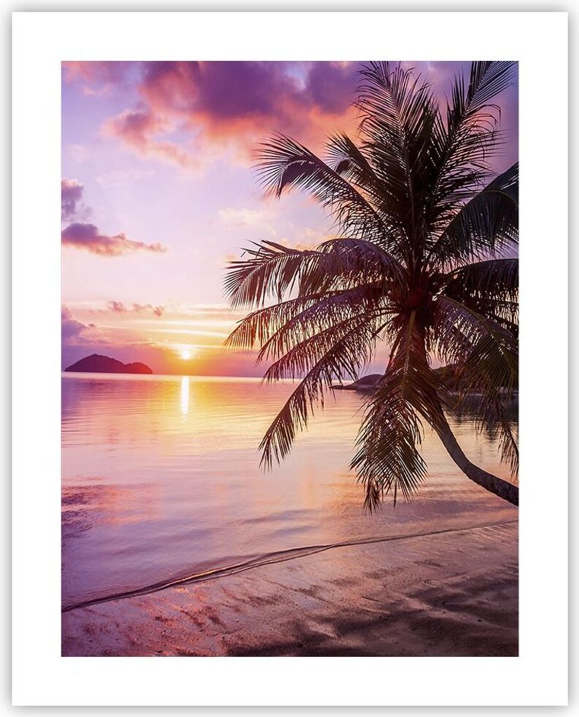 Poster - Poster ohne Rahmen - Strand Meer Palme - 40x50 cm - Wand Bild - Wanddeko - Wandbilder - Kunstposter - Wandposter - Bilder - Kunstdruck - W...