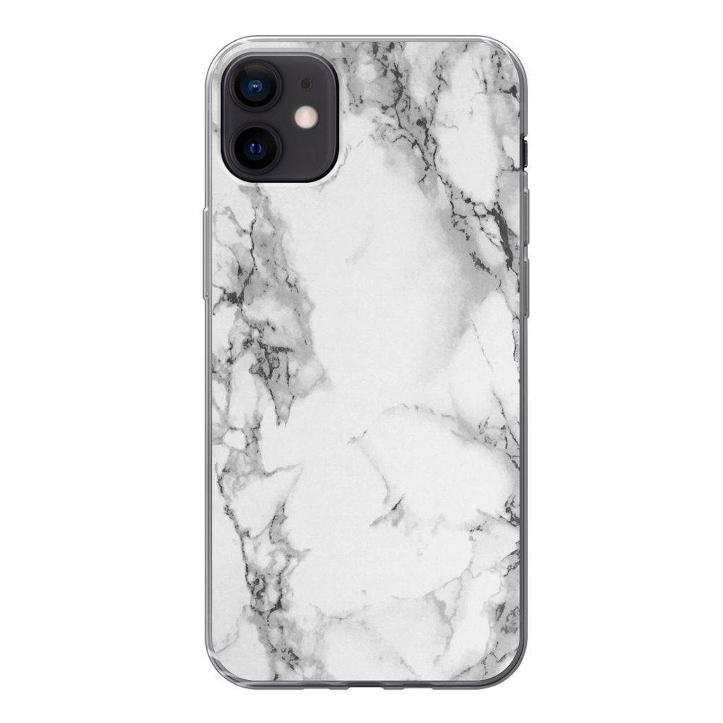 MuchoWow Handyhülle Schutzhülle Hülle für iPhone 12 mini Marmor - Stein - Weiß - Grau - Schwarz - Marmoroptik Silikon Softcase Handy Hülle ...
