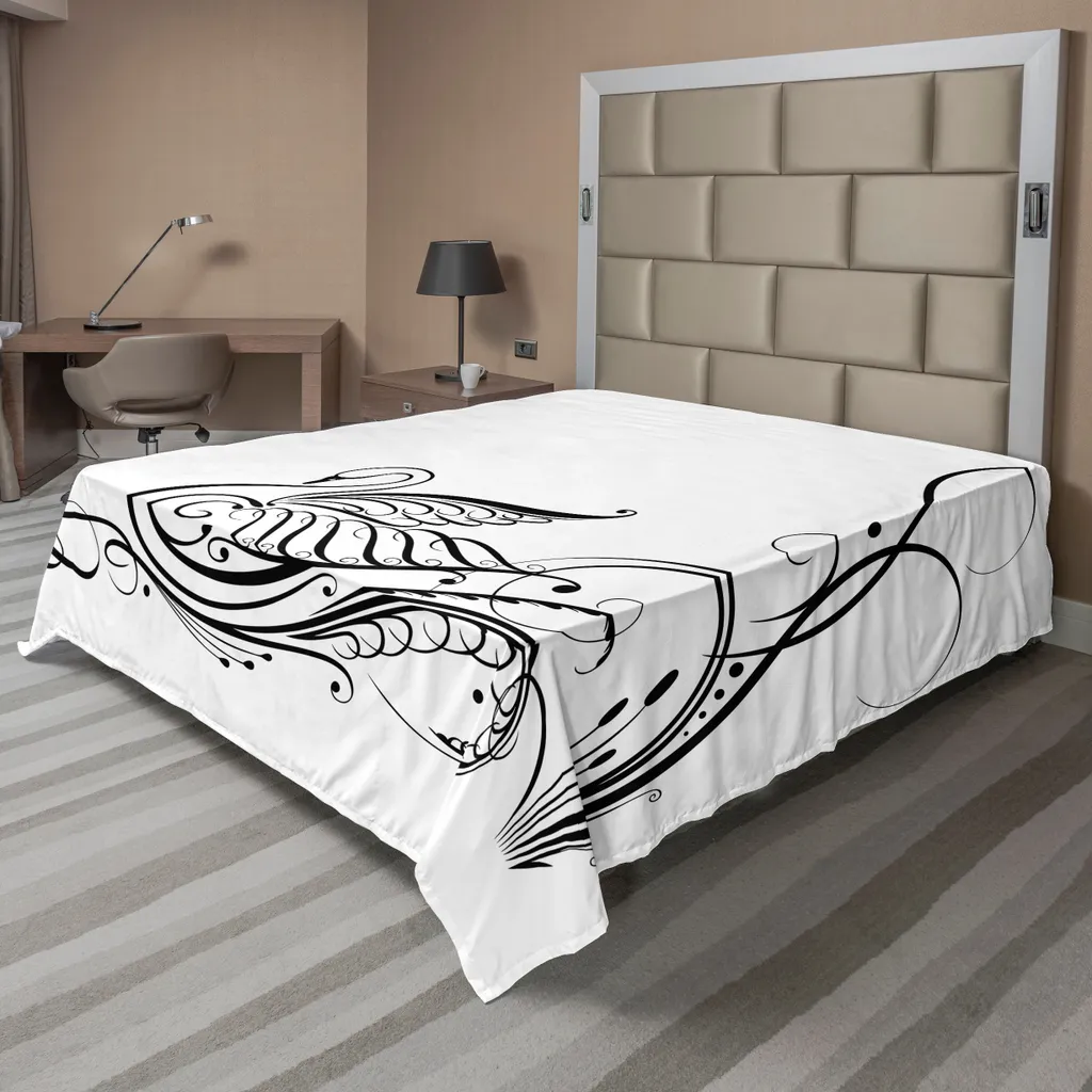 Drap de Lit Supérieur Cygne Noir Style Minimaliste Artistique 260x228cm
