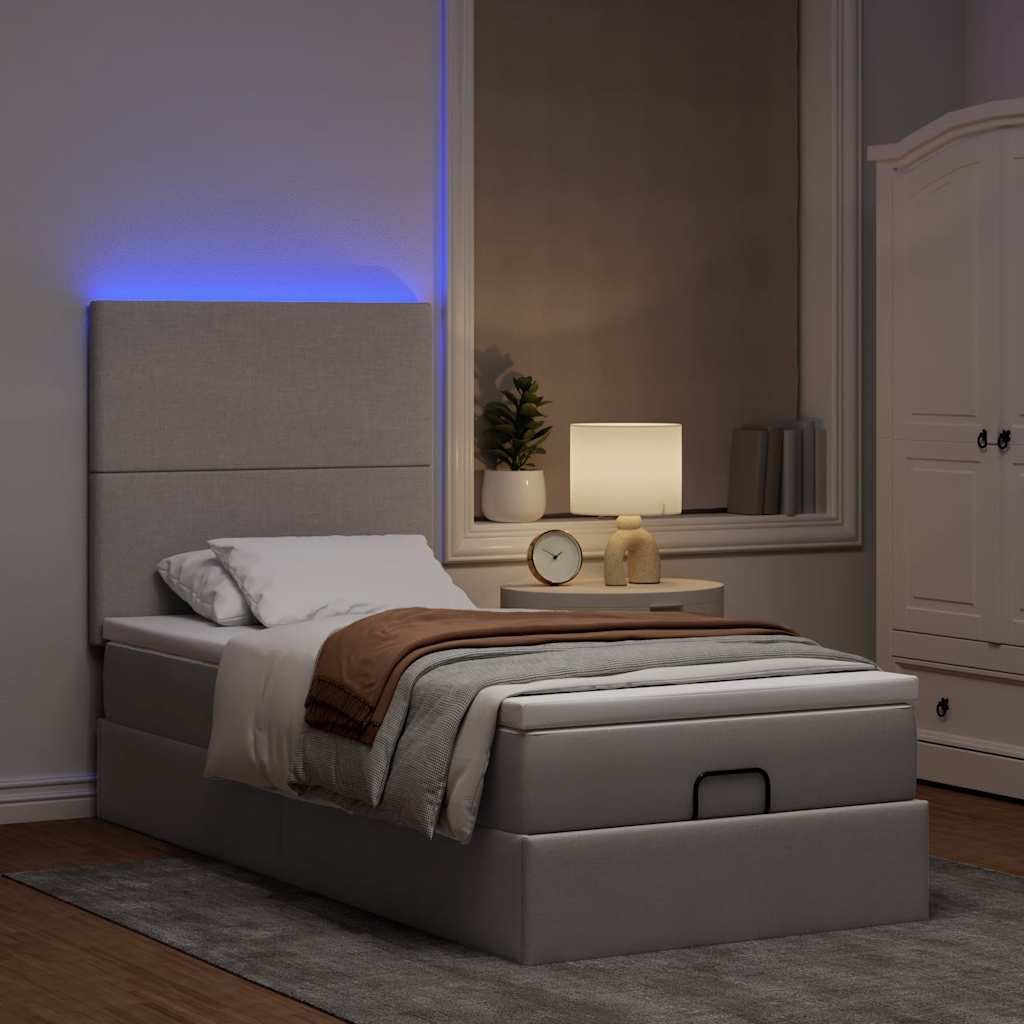 Maison Exclusive - Ottoman-Bett mit Matratze & LEDs Taupe 100x200 cm Stoff