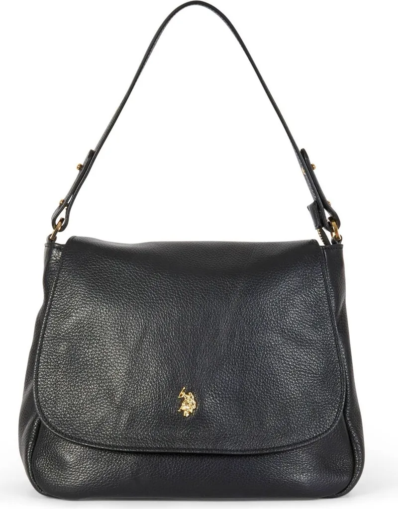 U.S. POLO ASSN. Arlington Sacoche Cuir Noir Rabat Aimanté et Élégant