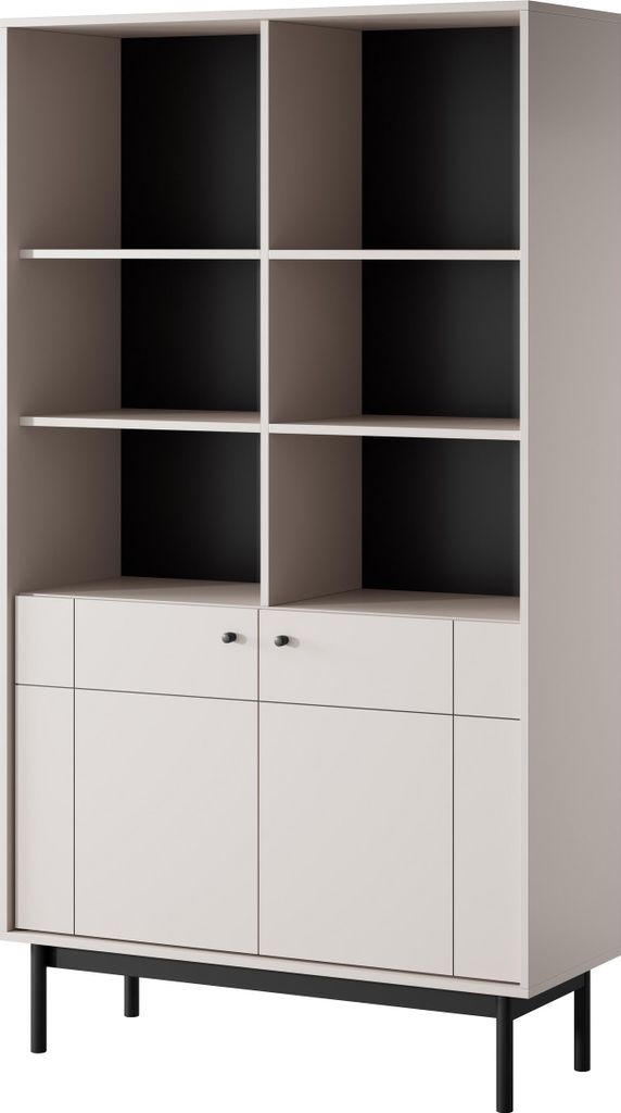 Masseno Buchregal GIAPPONESE für Wohnzimmer Büro oder Lesezimmer 104x39x185 cm, Kaschmir