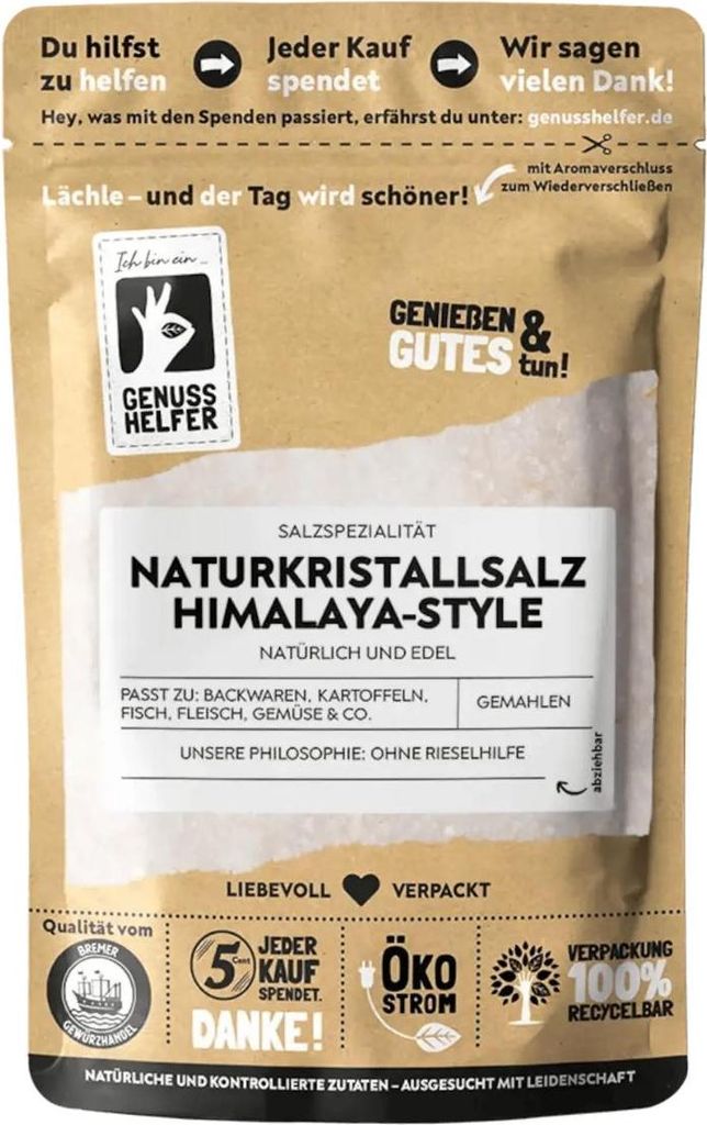 Rosa Naturkristallsalz, gemahlen, Speisesalz fein zum Kochen, 3 x 250g