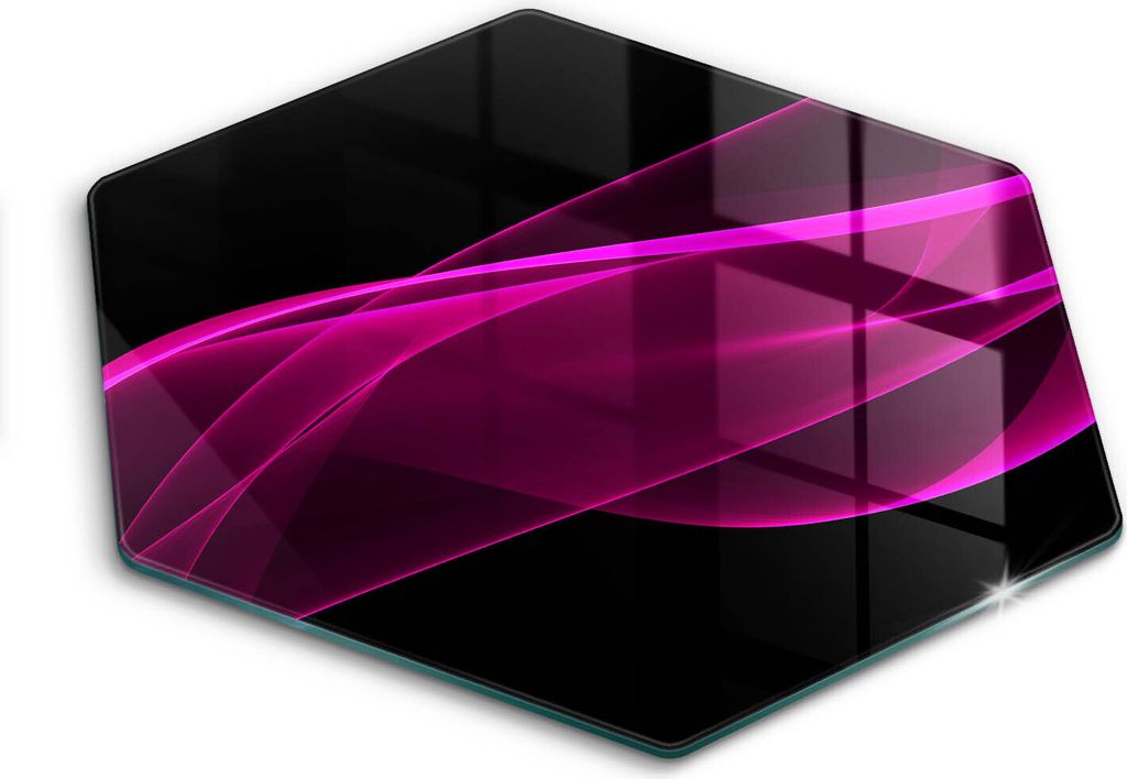 Glasschneideplatte - Herdabdeckplatte - Hexagon 40 cm -Schneidebrett - Spritzschutz - Rosa Abstraktion