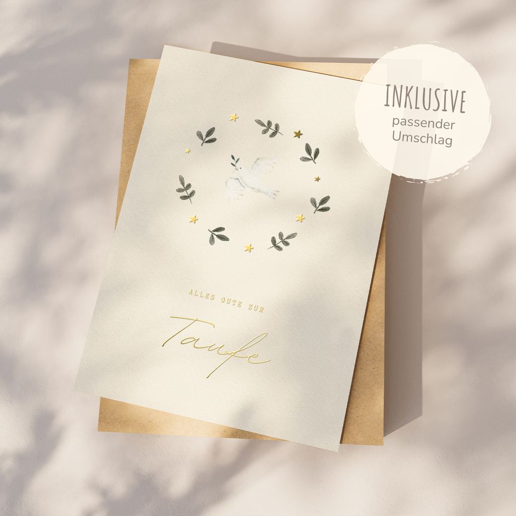 MeinBaby123 Taufkarte – Vergoldete Glückwunschkarte zur Taufe für Junge & Mädchen | Karte für die heilige Taufe inkl. Umschlag | Taufgeschenk