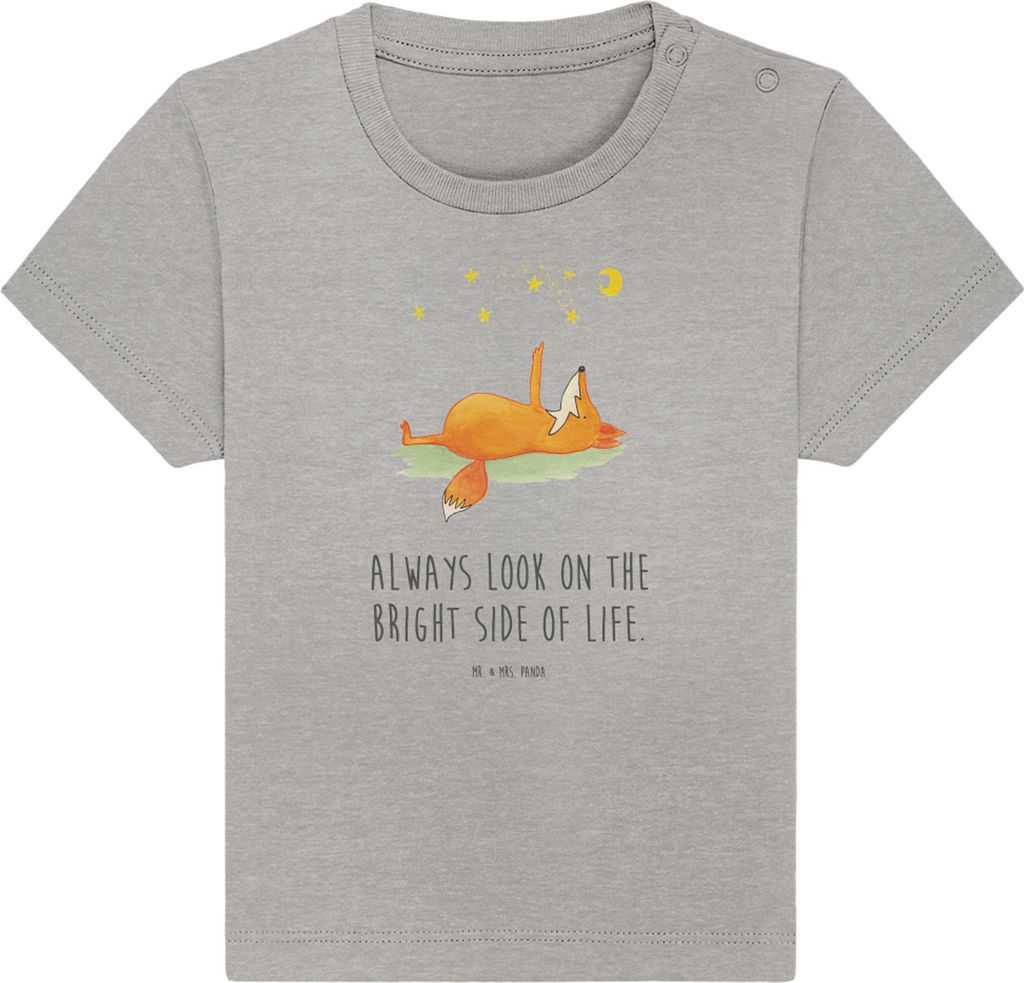 Mr. & Mrs. Panda Babyshirt Fuchs Sterne 24. - 36. Monat - Heather Grey - Geschenk, Baby Shirt, Mond, T-Shirt, Füchse, Positiv, Oberteil, Optimistisch
