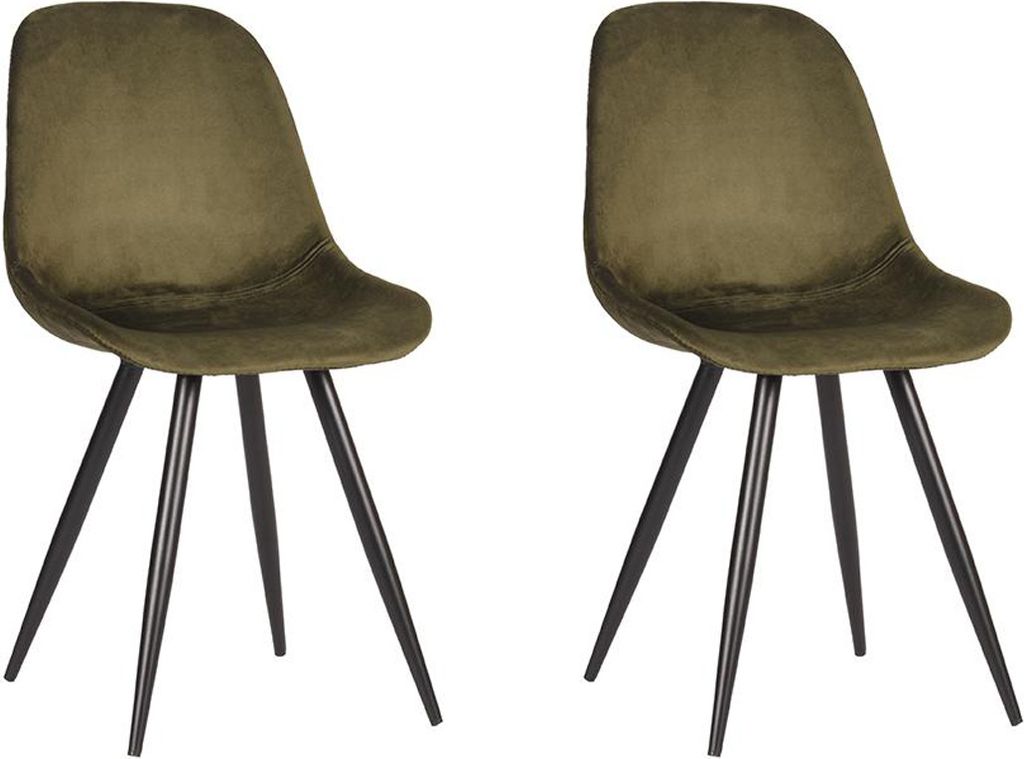 LABEL51 Esszimmerstuhl Capri – Armeegrün – Samt