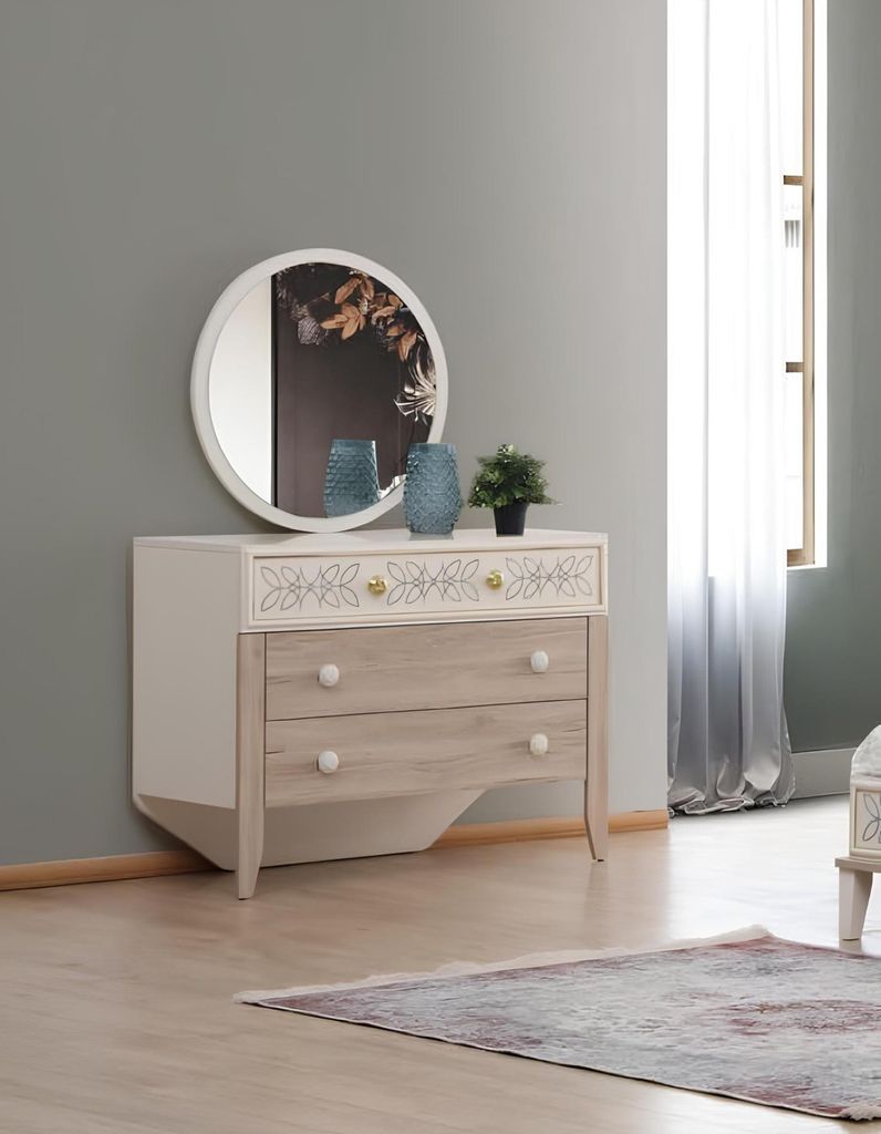 Set Kommode mit Spiegel Schminktisch Konsole Kommoden Holz Modern Schlafzimmer