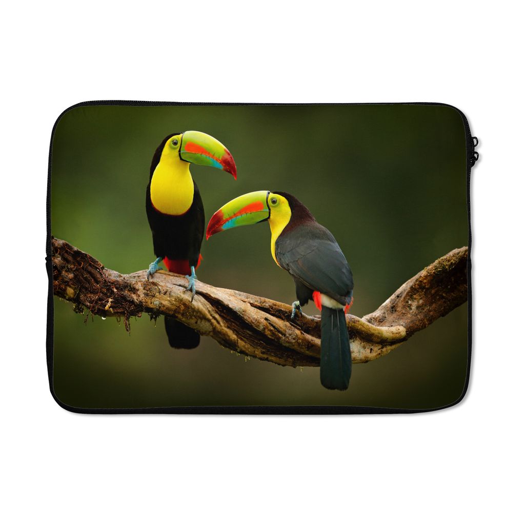MuchoWow Laptop Hülle 13 Zoll Vögel - Tukan - Zweig - Tiere - Regenbogen Laptoptasche - Laptophülle - Sleeve - Rundumschutz