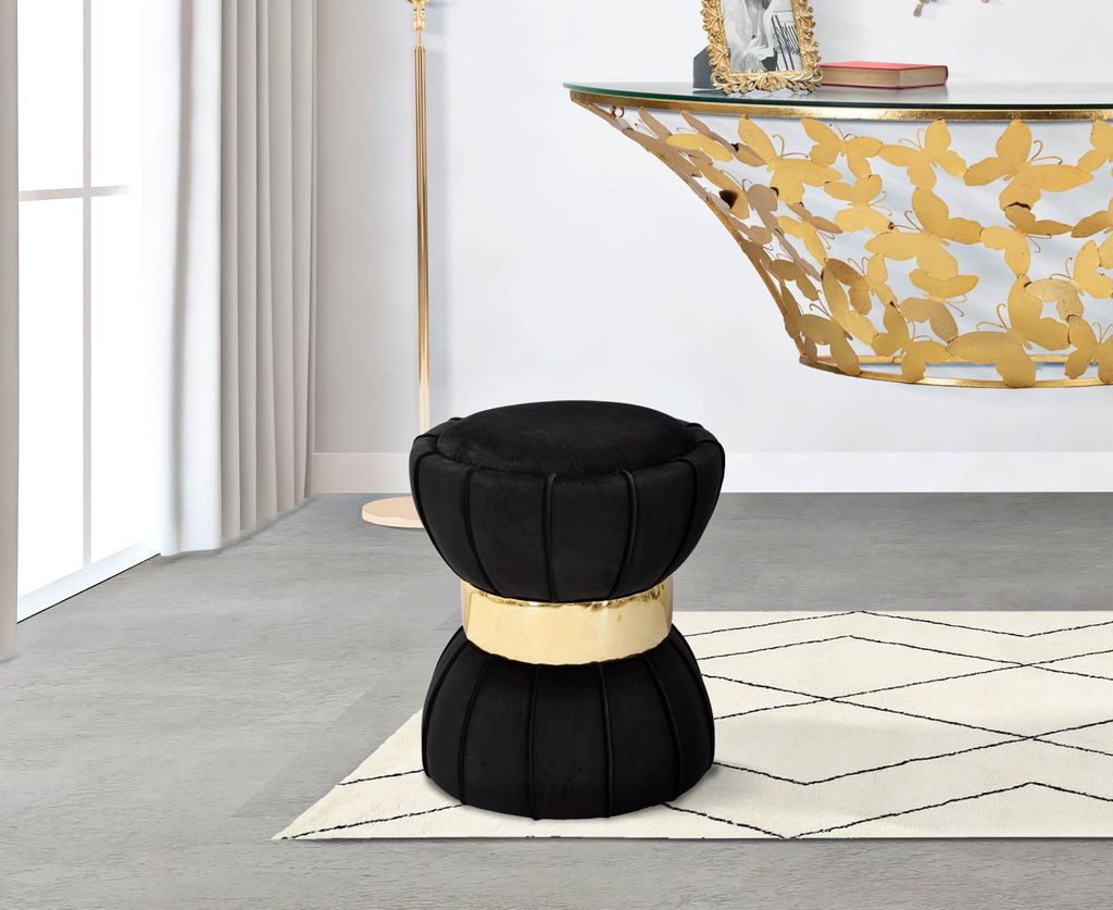 Mauro Ferretti Hocker Blume Ø 40x44 cm schwarz gold