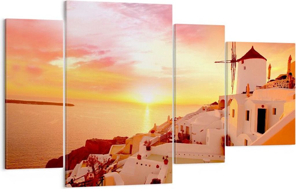 Bild auf Leinwand - Leinwandbild - Santorini Griechenland Urlaub - 120x70cm - Wand Bild - Wanddeko - Leinwanddruck - Bilder - Kunstdruck - Wanddeko...