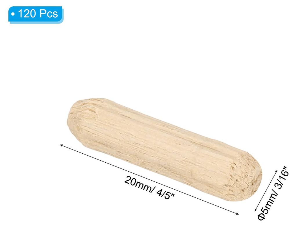 120 Stš¹ck 5 x 20mm Holzdš¹bel Set, Riffelholzdš¹bel Holzstifte Dš¹bel Set Gerillte Holzš¹belstifte Dš¹bel Holz mit Rillen fš¹r Zimme...