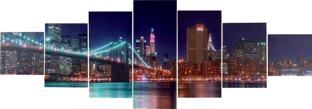Leinwandbild H375, Wandbild Keilrahmenbild Kunstdruck, 7-teilig 140x50cm New York