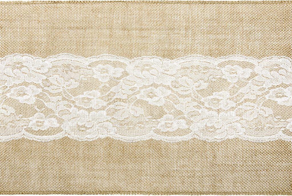Tischläufer Jute mit mittiger Spitze 28cm x 2.75m natur Produktbild 