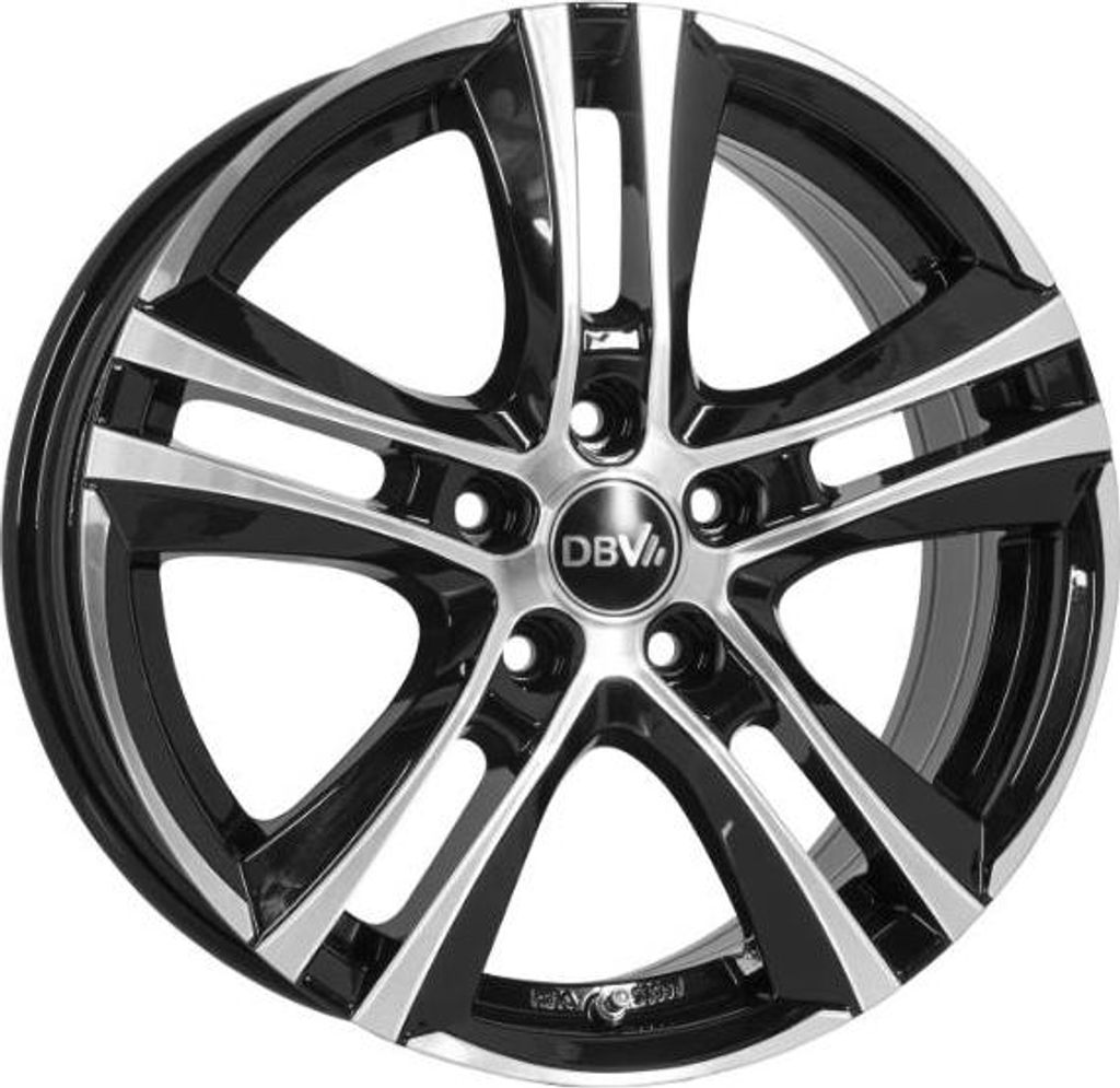 18 Zoll Alufelge DBV ANDORRA II 7,5x18 5/112 ET50 schwarz glänzend, front poliert Felge