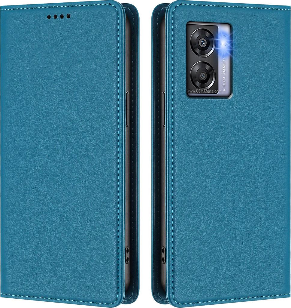 Handyhülle für OnePlus Nord N300, Kunstleder Klapphülle Stoßfeste Magnetische Hülle mit Ständer Blau