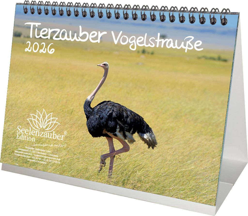 Tierzauber Vogelstrauße DIN A5 Tischkalender für 2026 Vogel - Seelenzauber