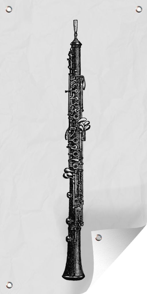 MuchoWow 30x60 cm Outdoor-Poster Gartendeko Sichtschutz Garten Poster für den Garten Eine antike Illustration einer Oboe