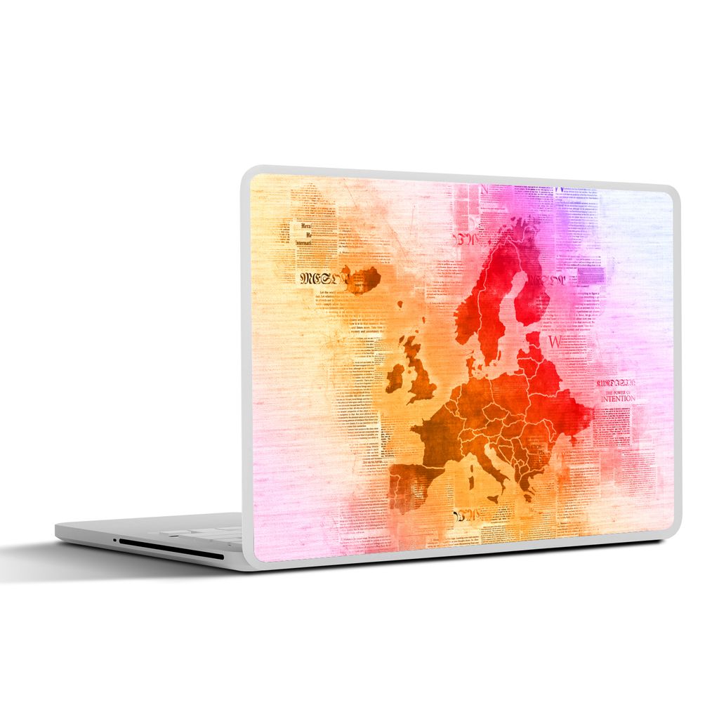 MuchoWow Laptop Aufkleber Sticker Cover Karte - Europa - Farbenfroh 30x21 cm - Sticker für Laptop - Selbstklebend