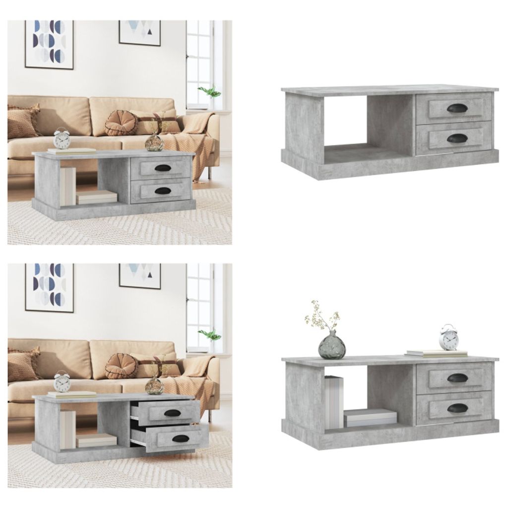 vidaXL Couchtisch Betongrau 90x50x35 cm Holzwerkstoff - Couchtisch - Couchtische - Beistelltisch - Sofatisch
