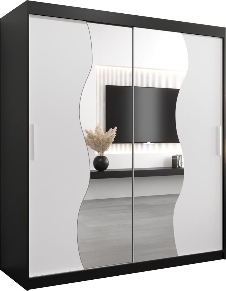 Kleiderschrank, Schiebetürenschrank Schlafzimmer, Schrank mit Spiegel MADRYT 180 cm