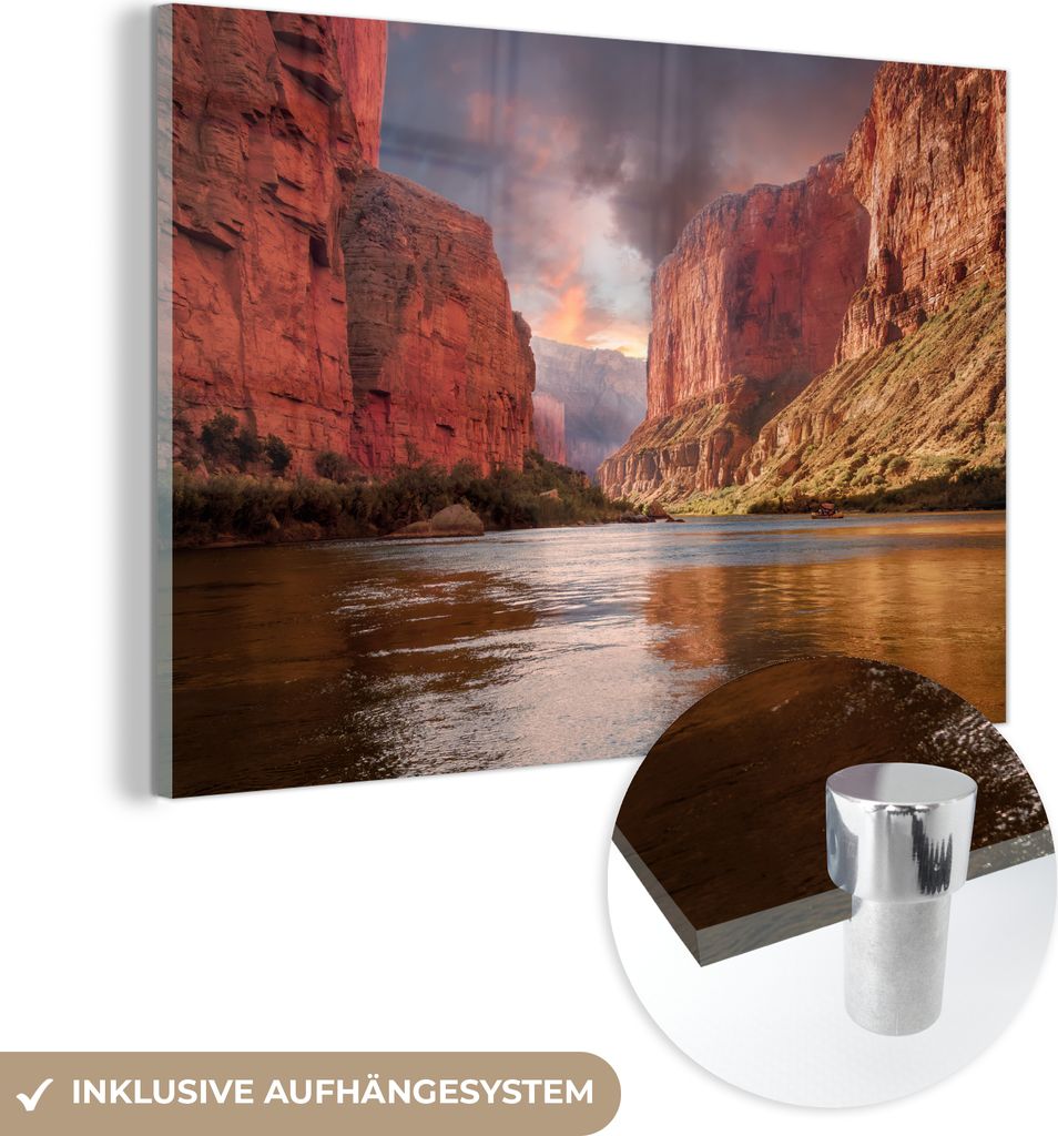 MuchoWow Glasbilder - Bilder auf Wandbild - Foto auf Glas Colorado - Fluss - Grand Canyon - Amerika - Landschaft 120x80 cm Wanddekoration aus Glas ...