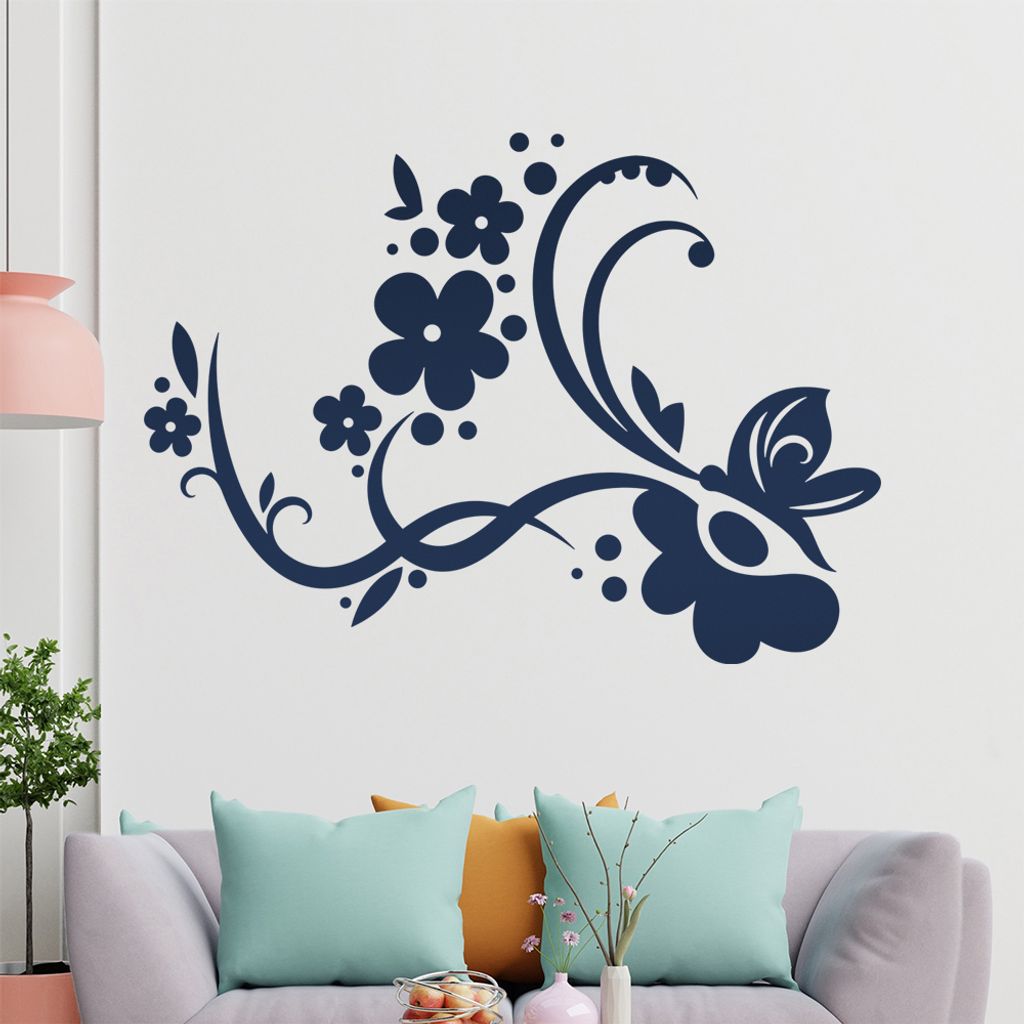 Blüte Blume Tribal Wandtattoo in 6 Größen - Wandaufkleber Wall Sticker - Dekoration, Küche, Wohnzimmer, Schlafzimmer, Badezimmer