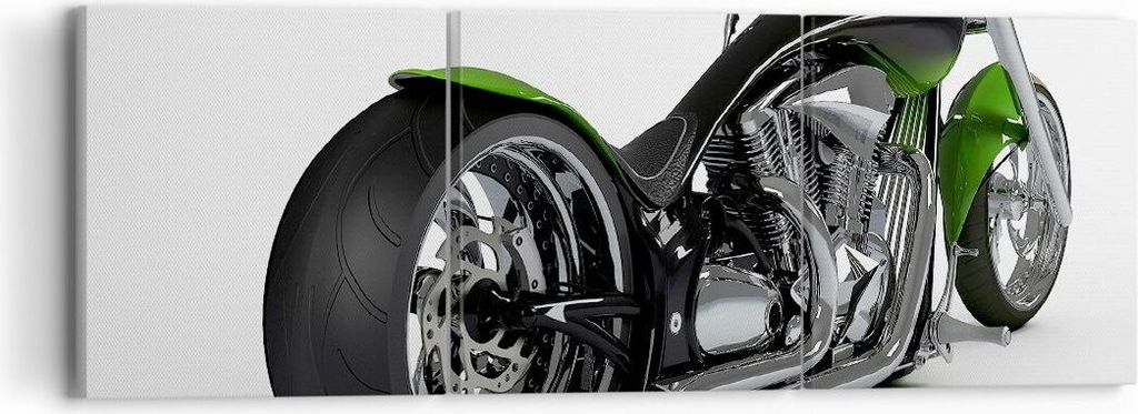 Bild auf Leinwand - Leinwandbild - Motorrad Chrom Schlauch Reise - 90x30cm - Wand Bild - Wanddeko - Leinwanddruck - Bilder - Kunstdruck - Wanddekor...